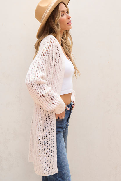 Jet stream gehäkelte drop shoulder strickjacke mit offener front
