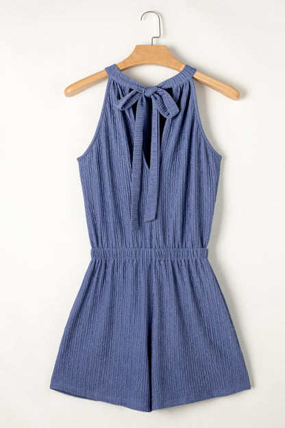 Bluing knot zurück hohen hals crinkle strukturierte romper
