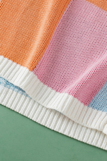 Grapefruit orange color block cap sleeve pullover