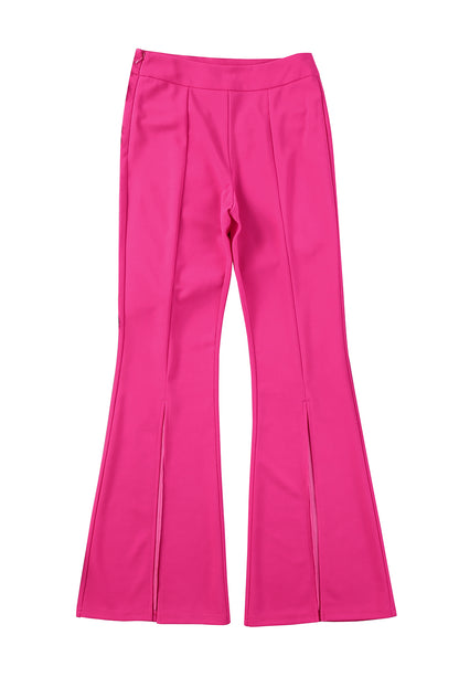 Rose hose mit geteiltem saum und hoher taille