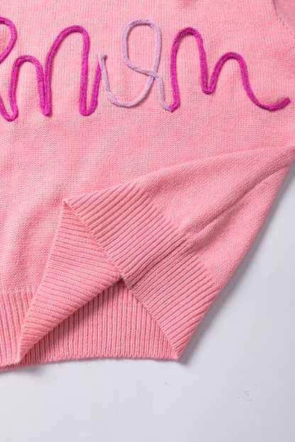 Bonbon mom tinsel front short sleeve pullover