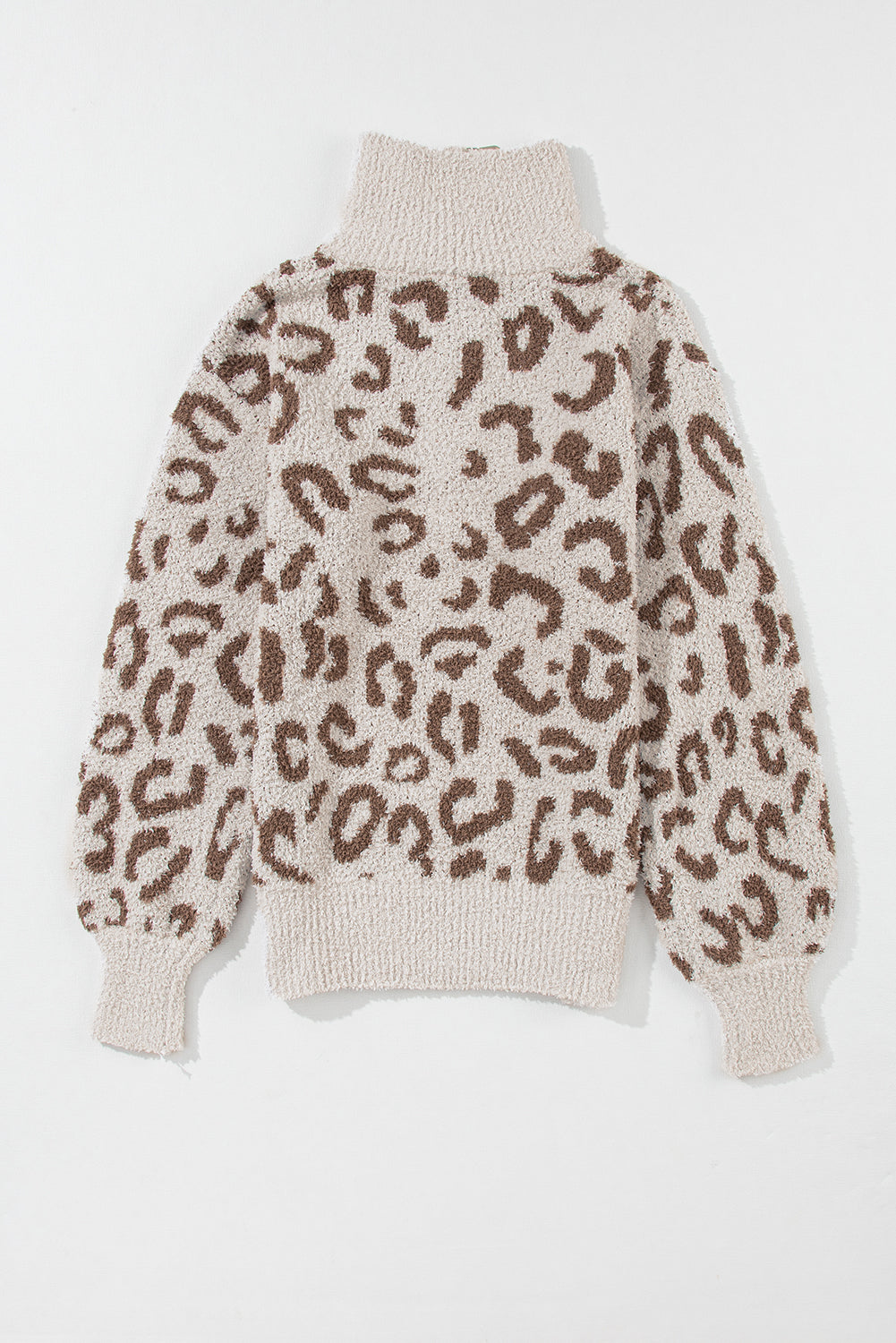 Grauer pullover mit tiermuster und reißverschluss mit kragen