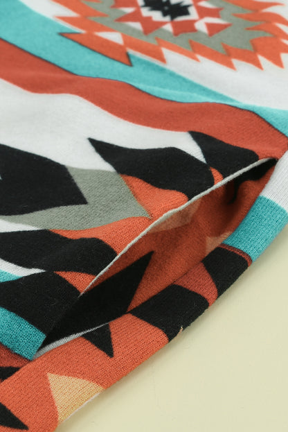 Mehrfarbig geometrisch farbe block offene vorderseite lange strickjacke