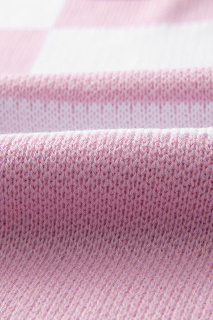 Rosa karierter pullover mit läuferärmeln