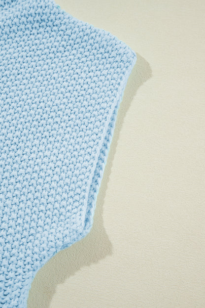 Island blau hochgeschlossener fledermaus-kurzarmpullover