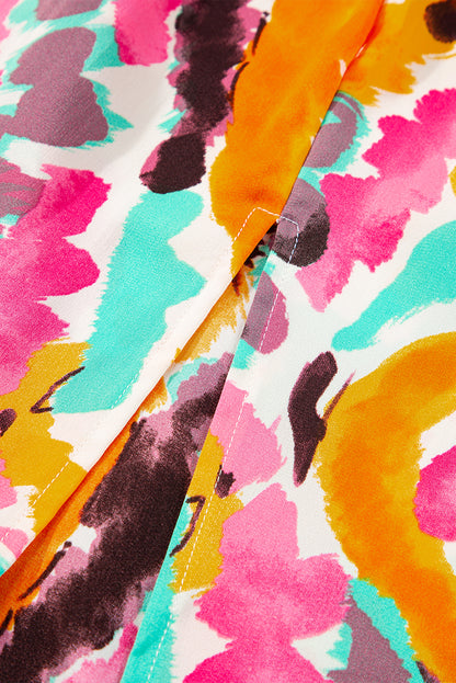 Rosa boho-krawatten-maxikleid mit v-ausschnitt