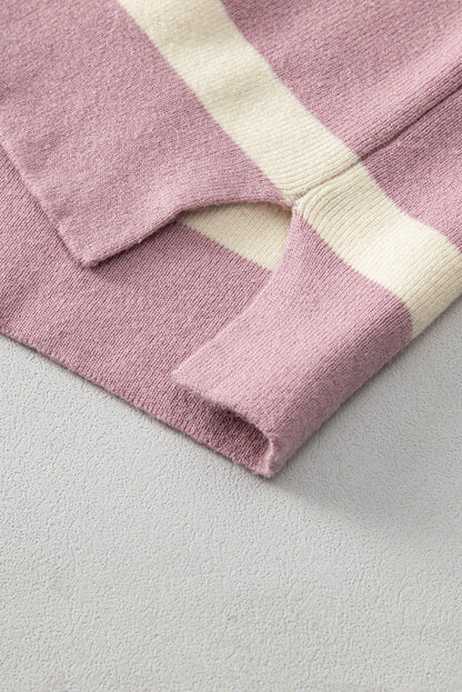 Rosa gestreifter colorblock-pullover in übergröße