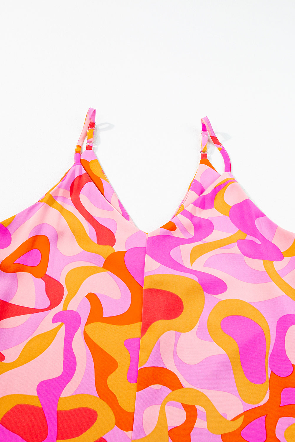 Rosa boho abstrakt druck v-ausschnitt weites bein jumpsuit