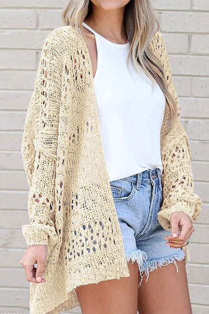 Apricot lässige strickjacke mit dolman-ärmeln und hohlsaum