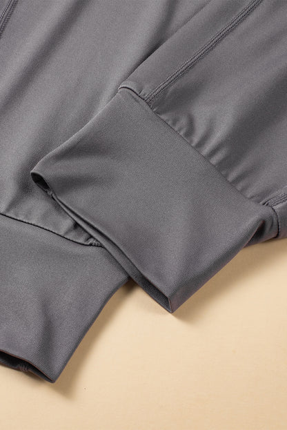 Mittelgraue jogginghose mit hoher taille und offener naht