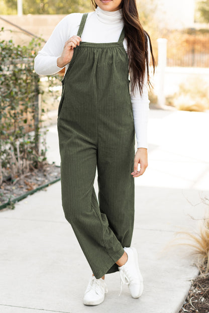 Dschungel grün solid pocketed loose fit kord overall