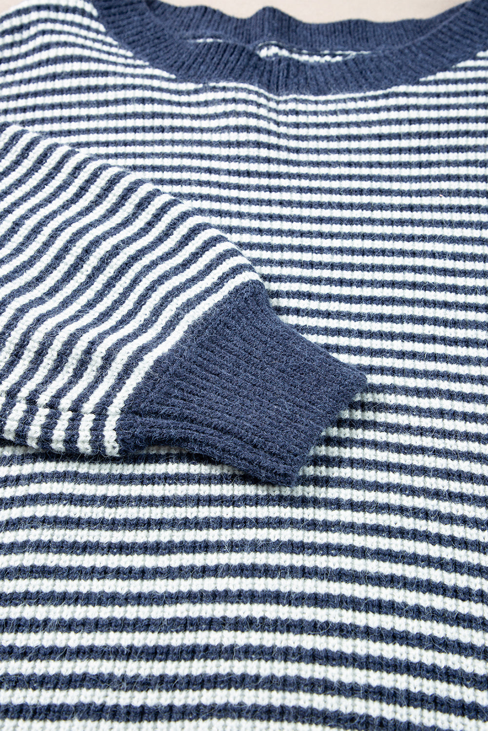 Segelblau gestreift laterne ärmel drop shoulder gemütlichen pullover