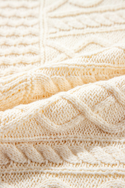 Beigefarbener kabelstrick pullover mit armlöchern, tank