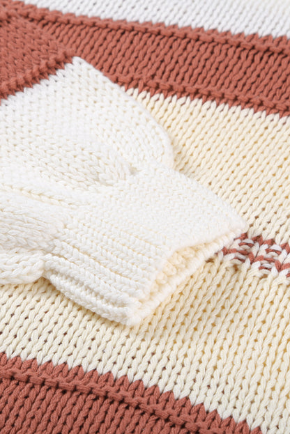 Pullover mit v-ausschnitt und gestrickten laternenärmeln
