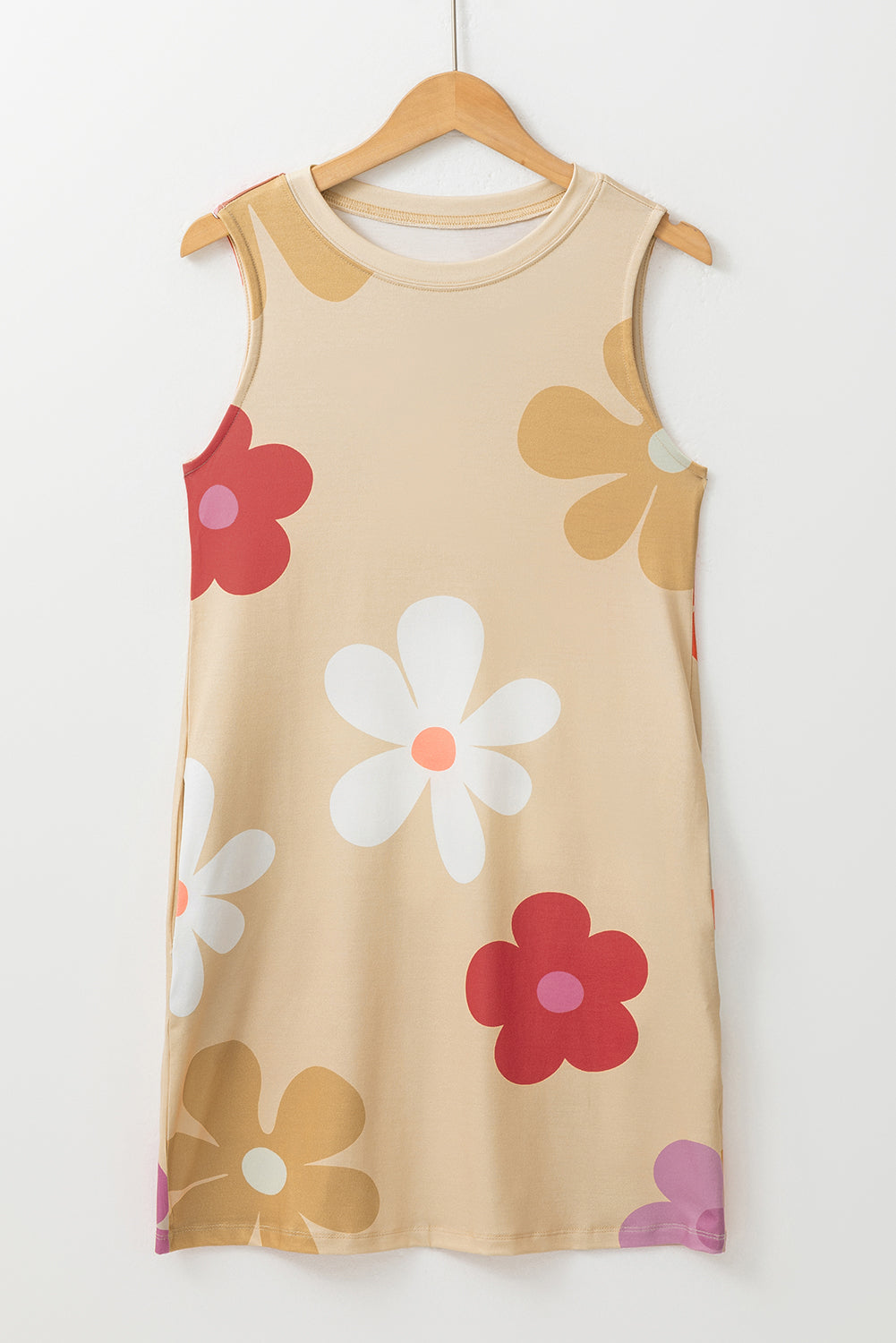 Apricot gänseblümchen-tankkleid mit blumendruck
