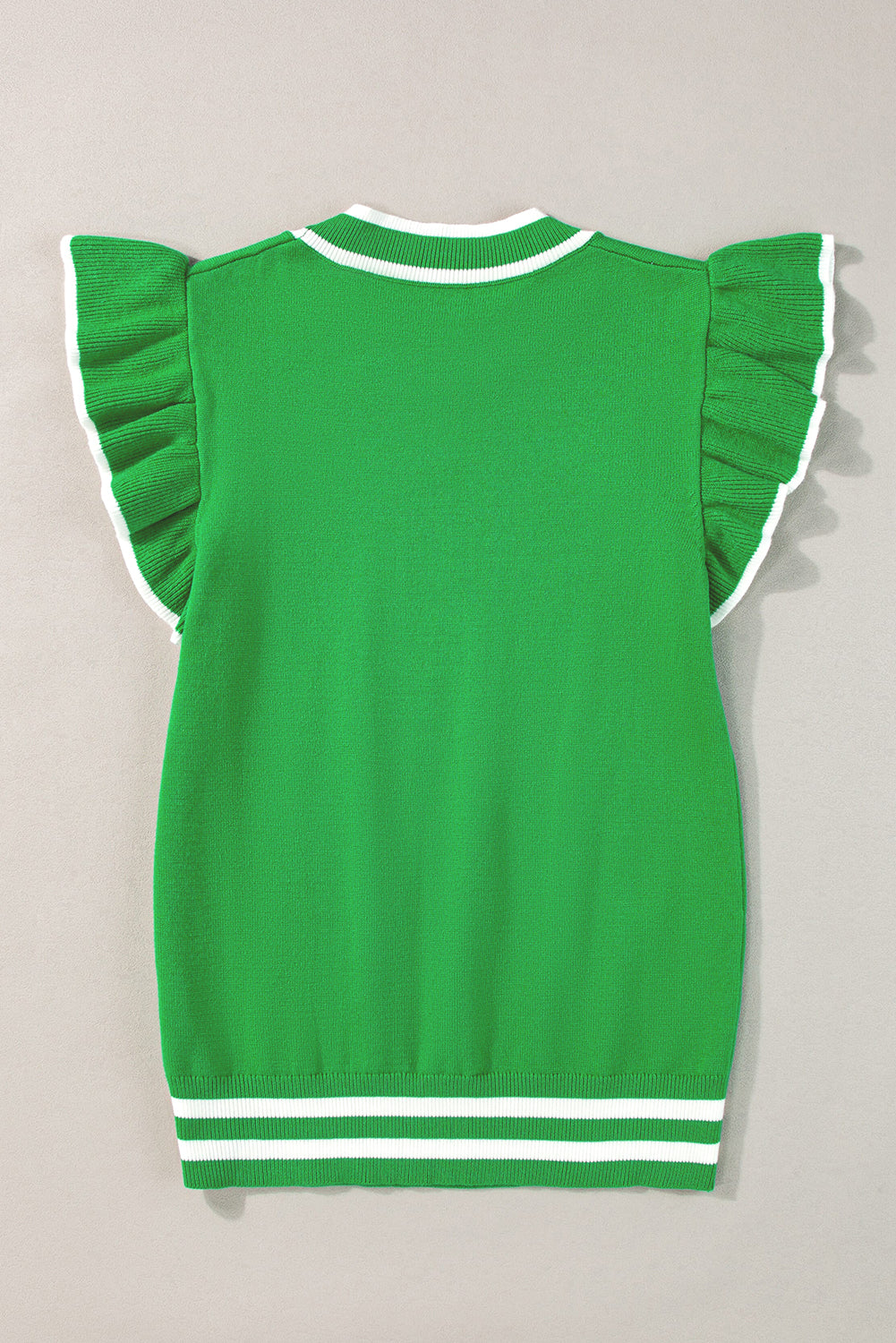 Leuchtend grün rand paspelierung geraffte ärmel rundhalsausschnitt stricken t shirt