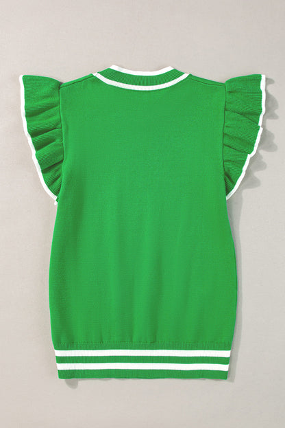 Leuchtend grün rand paspelierung geraffte ärmel rundhalsausschnitt stricken t shirt
