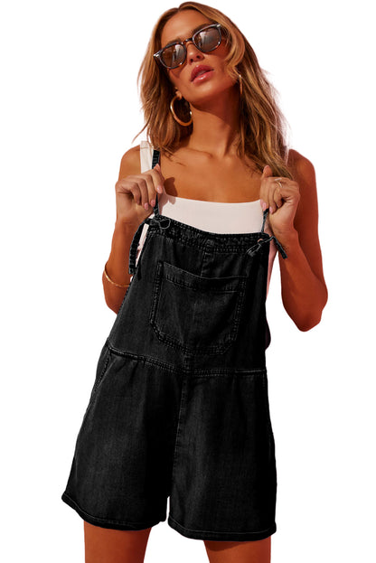 Schwarzer tülle krawatte riemen casual denim romper