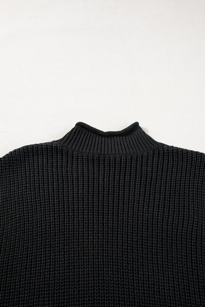 Schwarzer fester farbe kabel stricken hohen hals pullover weste