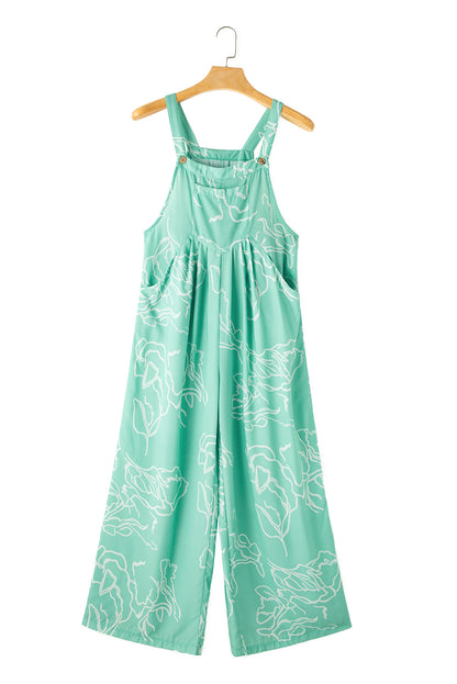 Moonlight jade bedruckter latz overall mit weitem bein