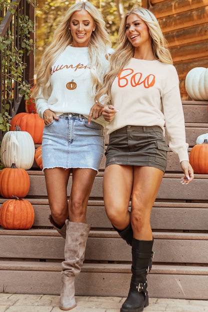 Apricot boo strickmuster gerippter rand drop shoulder pullover