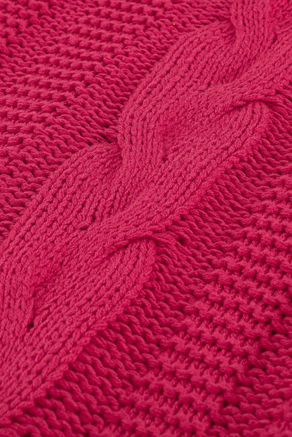 Rose bubblegum v-ausschnitt zopfstrickpullover
