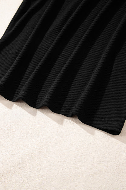 Schwarzes pailletten-läufer-ärmel u-ausschnitt mini-pullover-kleid
