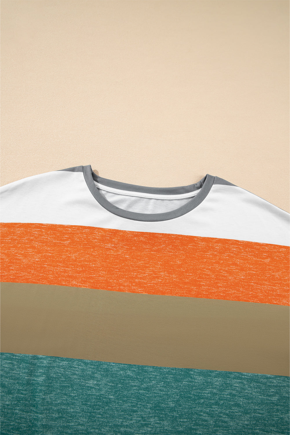 Grün gestreiftes plus size colorblock pullover top