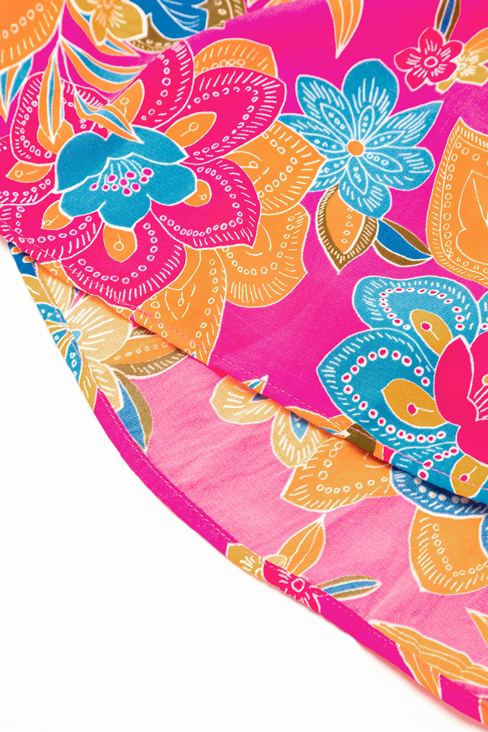 Rosenrot boho floral v-ausschnitt rüschen gestreift langes kleid