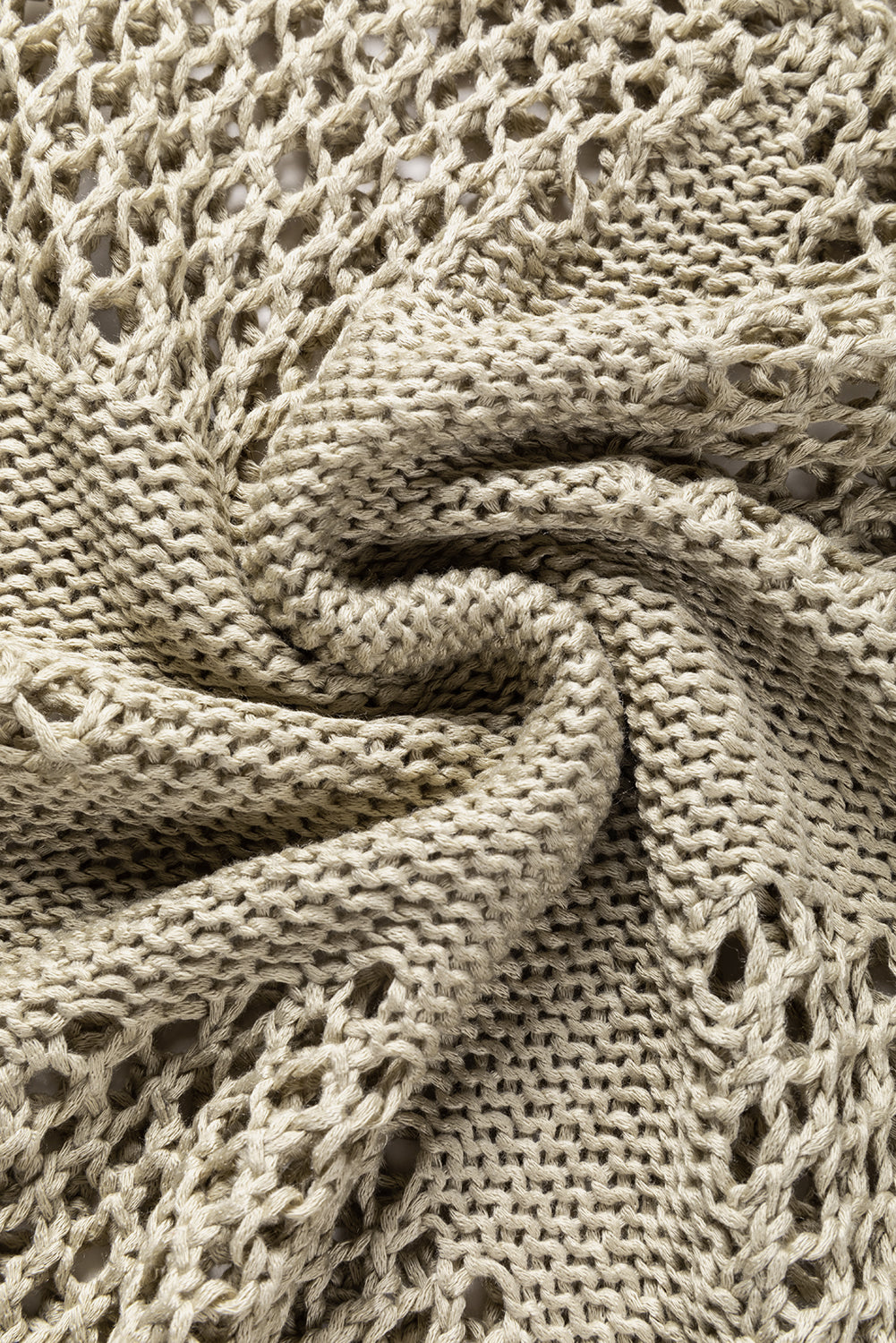 Light french beige star pointelle knit baggy sweater