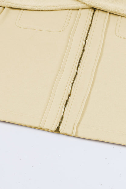 Apricot klappentasche kapuze mit kordelzug zip up jacke
