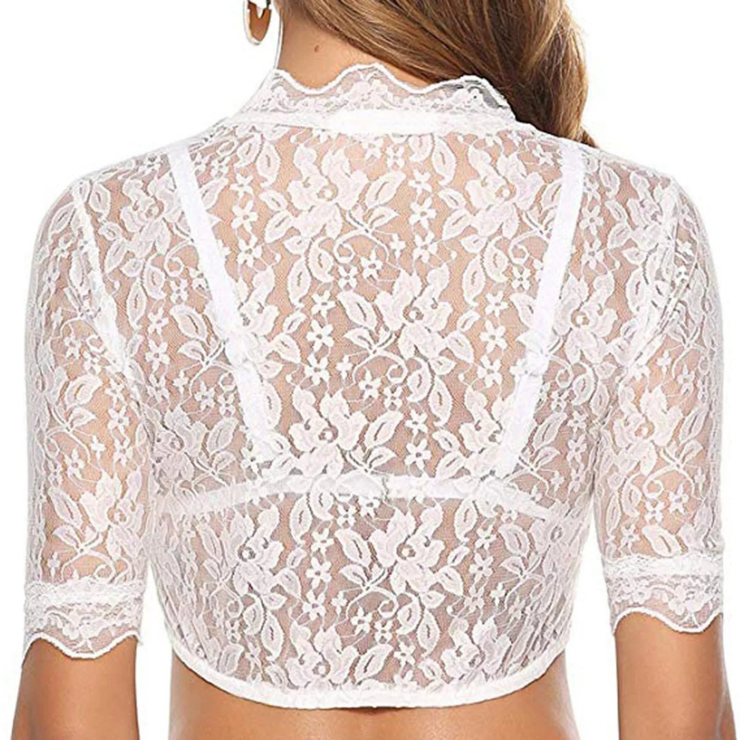 Hero | dirndl bluse mit spitzenärmeln und v-ausschnitt für frauen