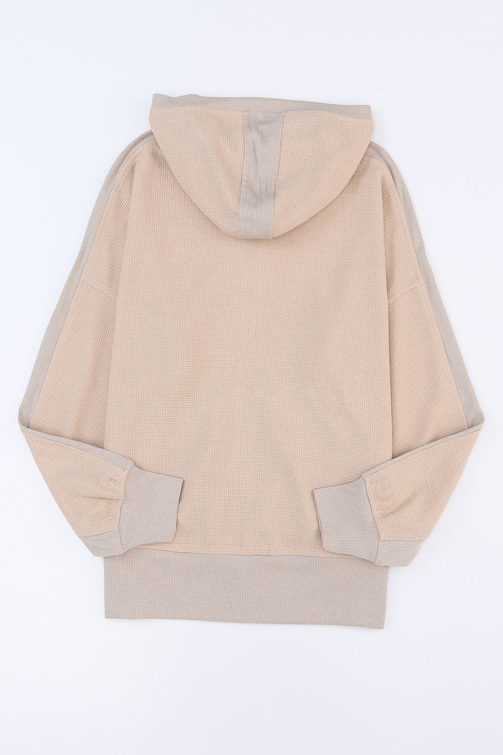 Khaki thermal waffle knit full zipper hooded jacket