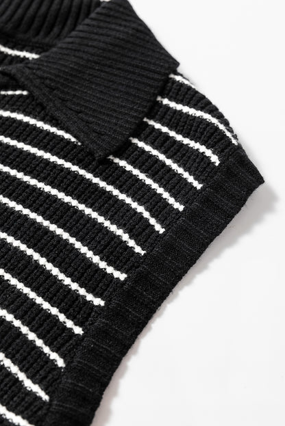 Schwarz gestreiftes pullover-tank-top mit v-ausschnitt