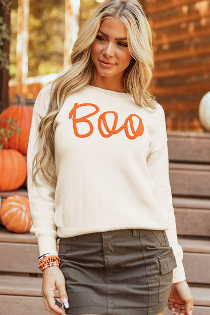 Apricot boo strickmuster gerippter rand drop shoulder pullover