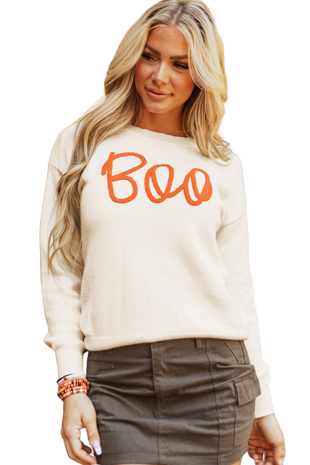 Apricot boo strickmuster gerippter rand drop shoulder pullover