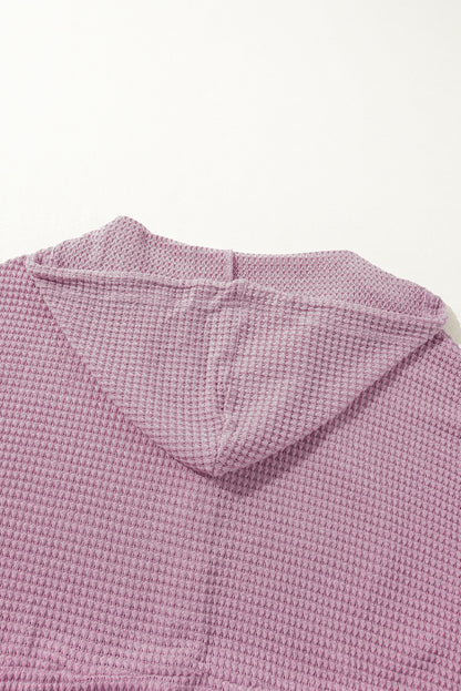 Plus size waffelstrick-top mit kapuze