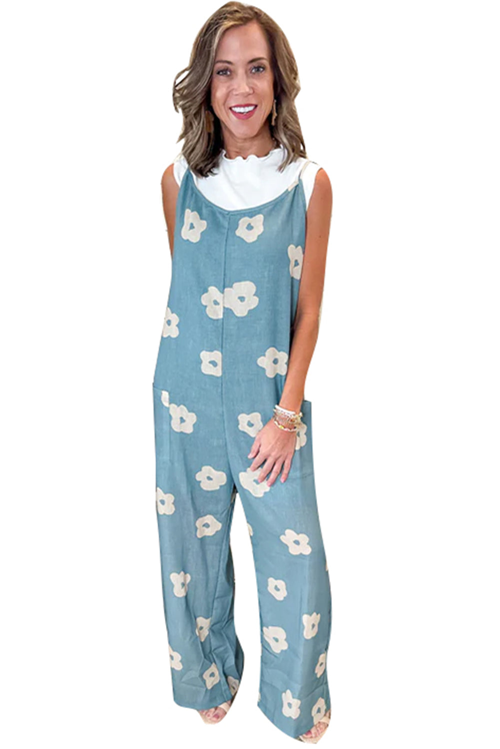 Blauer flower wide leg loose jumpsuit