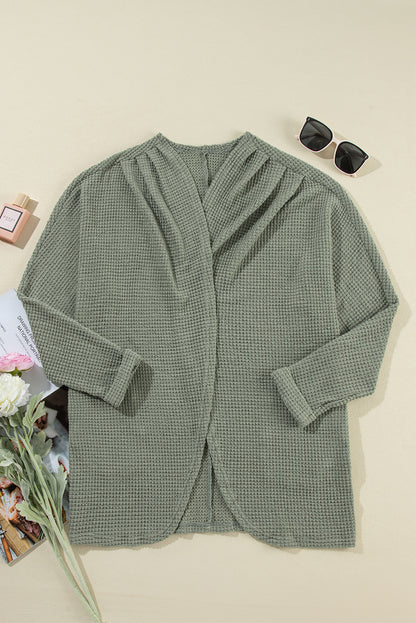 Laurel grüner waffelstrick cardigan mit offener front