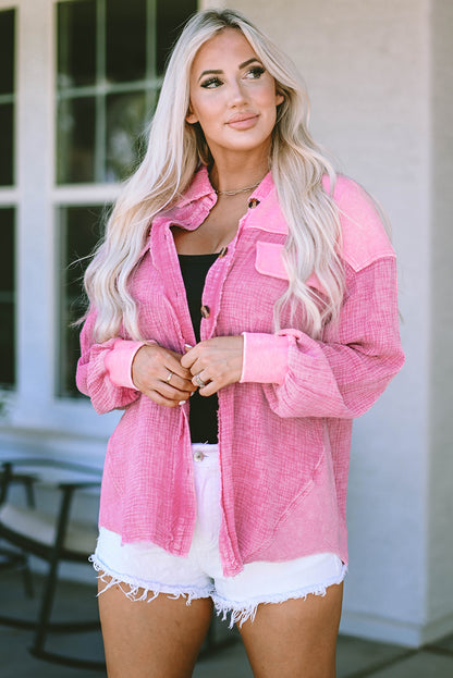 Rose mineral washed cotton shacket