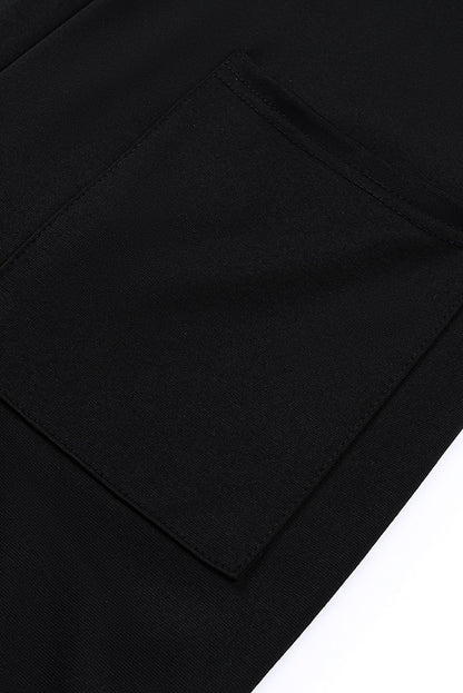 Schwarzer pocketed adjustable spaghetti strap straight leg jumpsuit