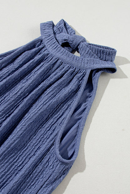 Bluing knot zurück hohen hals crinkle strukturierte romper