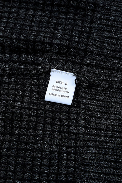 Schwarz karierter strickcardigan mit offener vorderseite