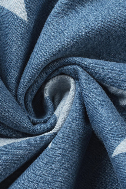 Star print geknöpftes band falte weites bein denim overall