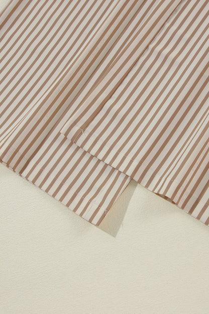 Khaki streifendruck weite hose mit kordelzug
