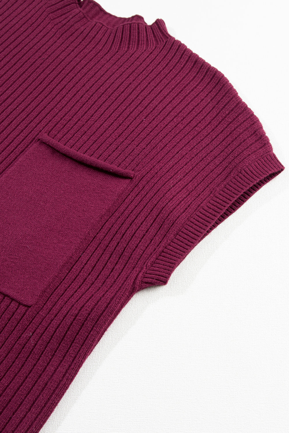 Red dahlia aufnäher tasche gerippt stricken kurze ärmel pullover kleid