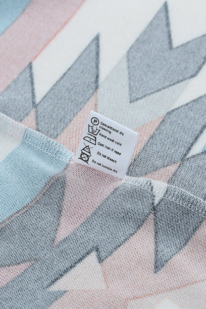 Mehrfarbig geometrisch farbe block offene vorderseite lange strickjacke