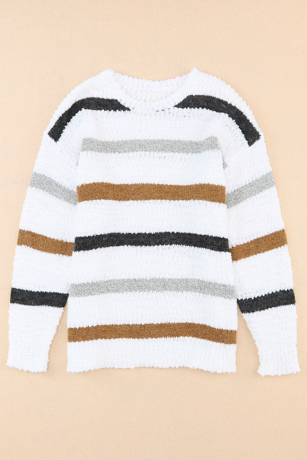 Gestreifter popcorn-strickpullover