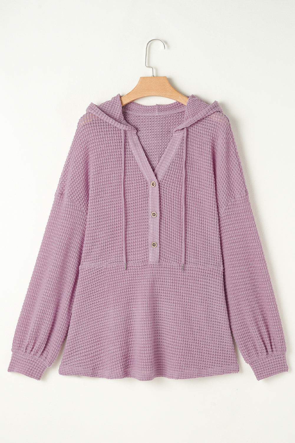 Plus size waffelstrick-top mit kapuze