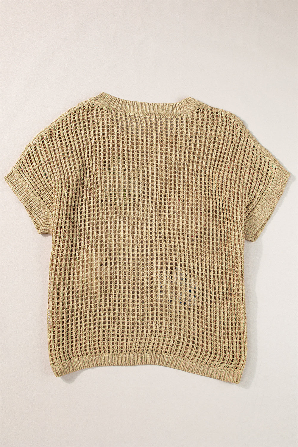 Helles french beige häkelblumen-hohlsaum-pullover-t-shirt